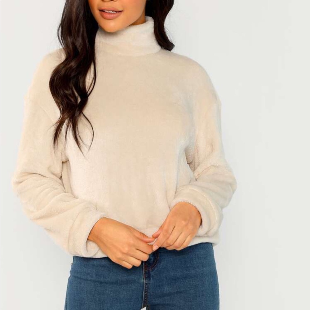 High Neck Faux Fur Pullover